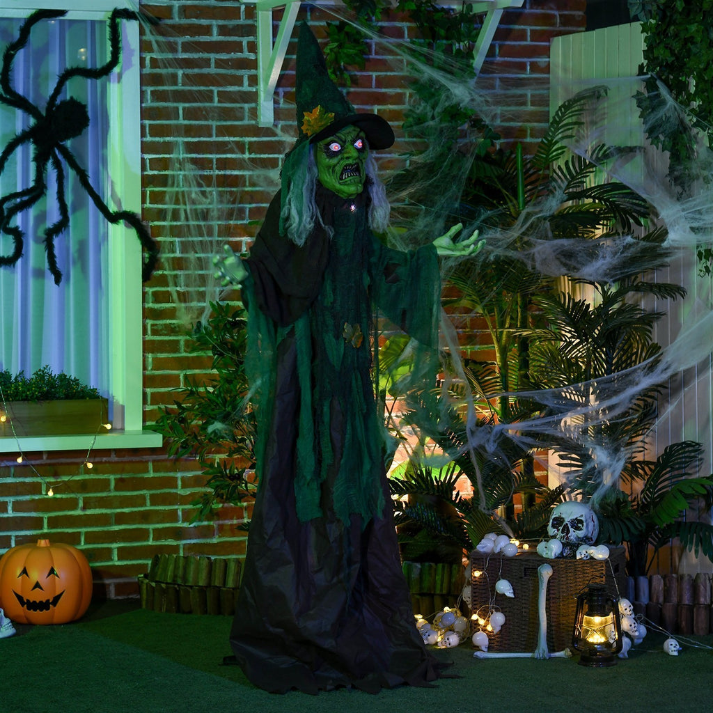 Halloween-Hexe, Halloween-Dekoration, Soundfunktion, mit Bewegungssensor und LED-Lichtern, 60 cm x 18 cm x 183 cm