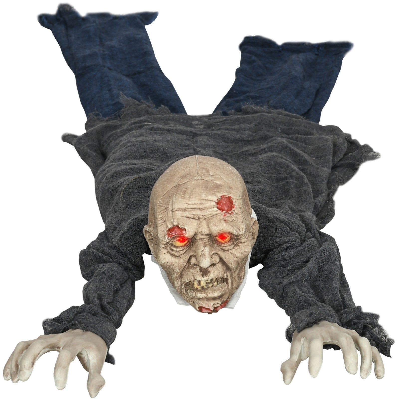 Halloween-Dekoration Zombie, LED-Augen, heult und kriecht, Geräusch- & Bewegungssensor, batteriebetrieben, 159 cm