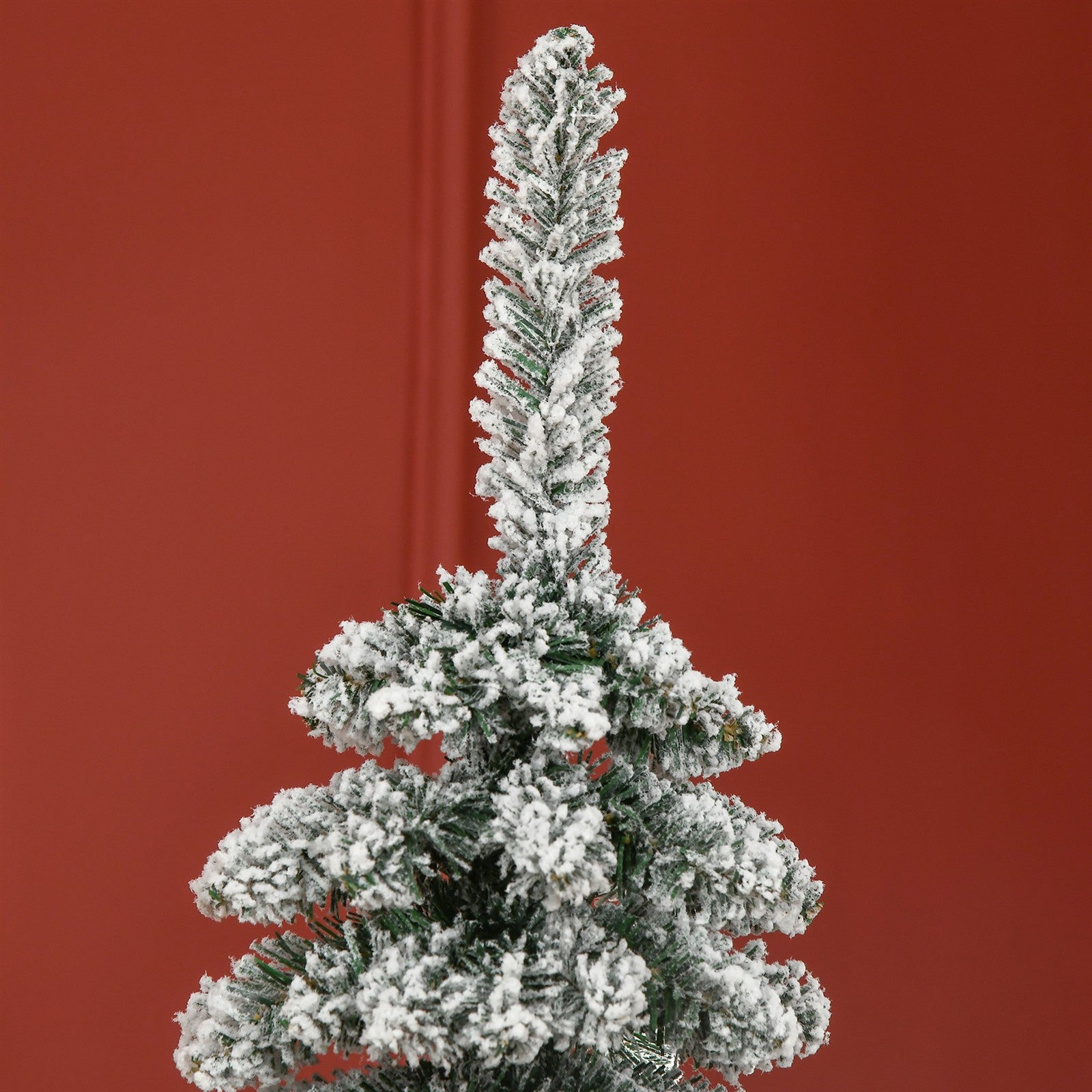 Künstlicher Weihnachtsbaum, schneebedeckt, schmales Design, feuerfest, 180 cm, Grün/Weiß