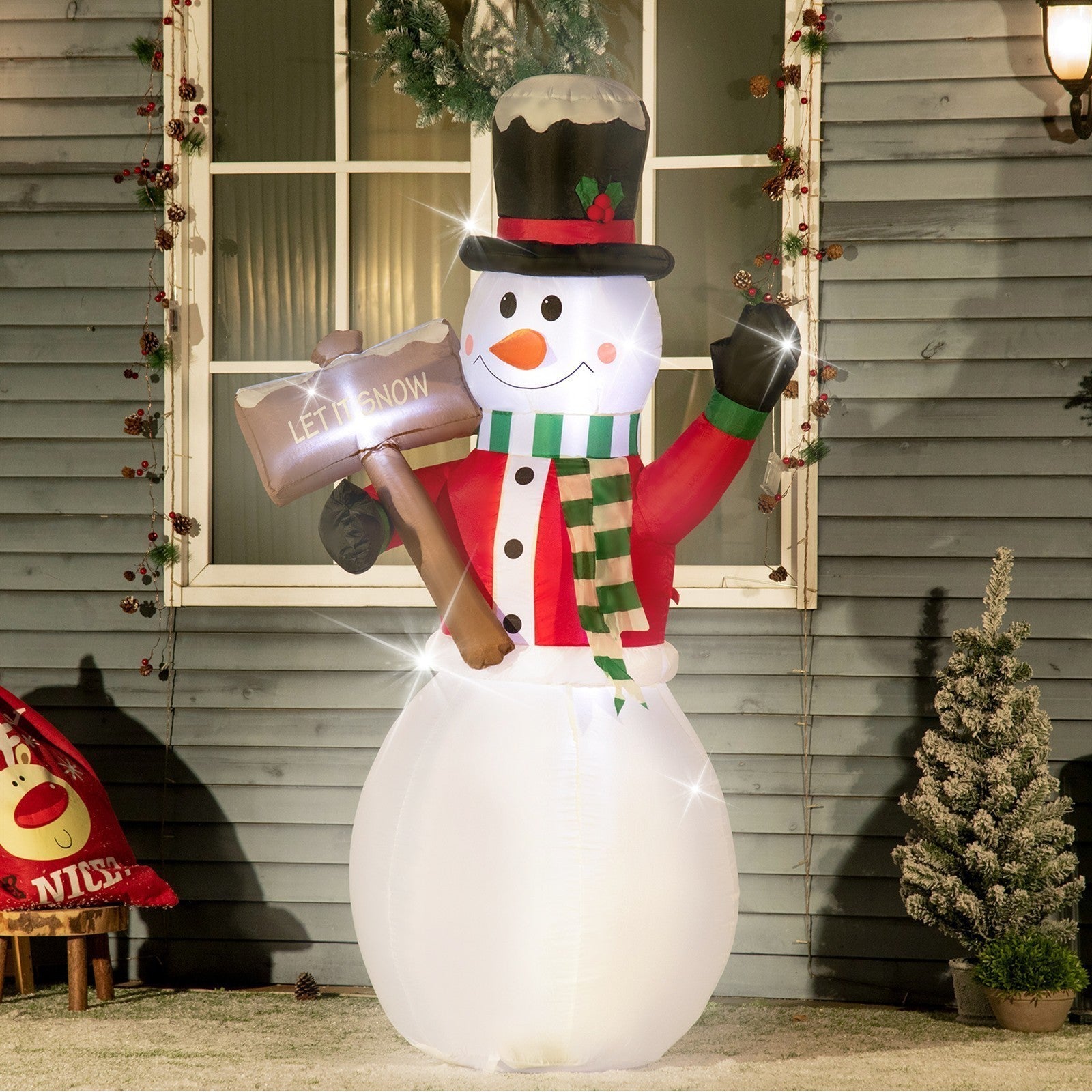 Aufblasbarer Schneemann, Outdoor Weihnachtsdekoration, 1,80 m, Santa Claus, inkl. Gebläse, Mehrfarbig