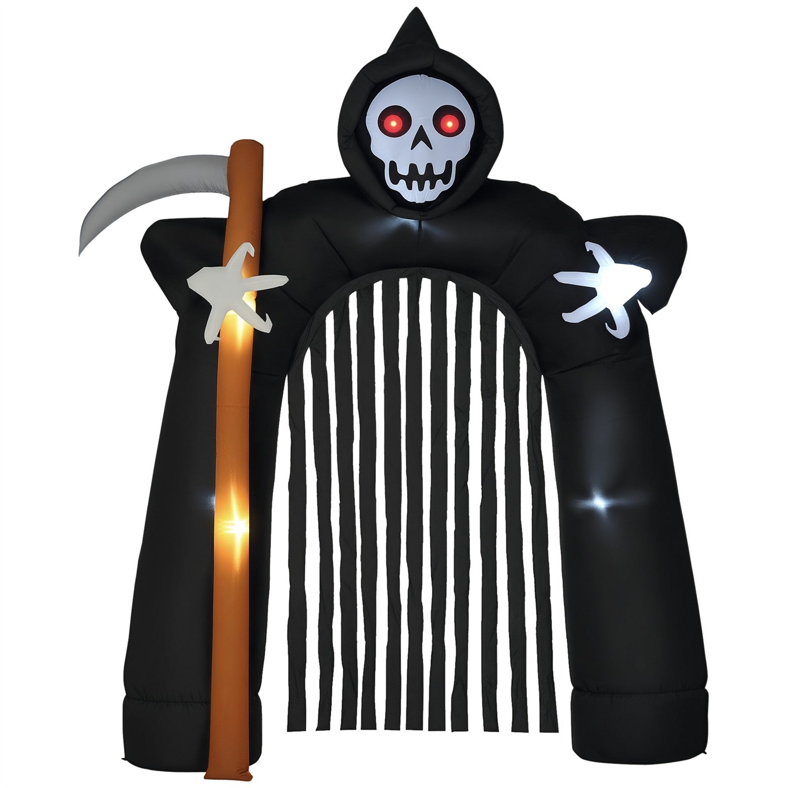Große Halloween-Gartendekoration Sensenmann-Torbogen selbstaufblasbar LED-Beleuchtung 2,85 m