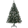 Künstlicher Weihnachtsbaum, 676 Zweige, 41 Zapfen, verschneite Spitzen, feuerfest, 180 cm