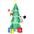 210 cm Aufblasbarer Weihnachtsbaum mit Weihnachtsmann Schneemann und Geschenkbox Weihnachtsdeko mit LED Selbstaufblasend für Außen Innen Garten Hof Party Dekoration