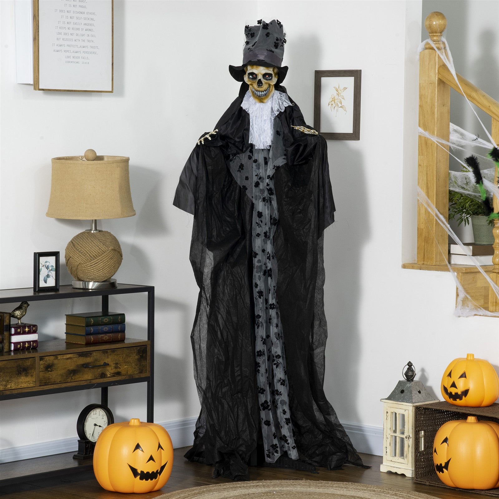 Halloween-Dekoration Gespenst Bräutigam mit Spezialeffekten und Soundfunktion 115 cm x 65 cm x 189 cm