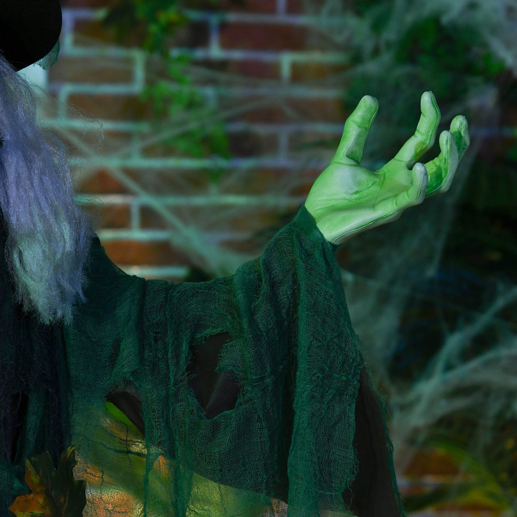 Halloween-Hexe, Halloween-Dekoration, Soundfunktion, mit Bewegungssensor und LED-Lichtern, 60 cm x 18 cm x 183 cm