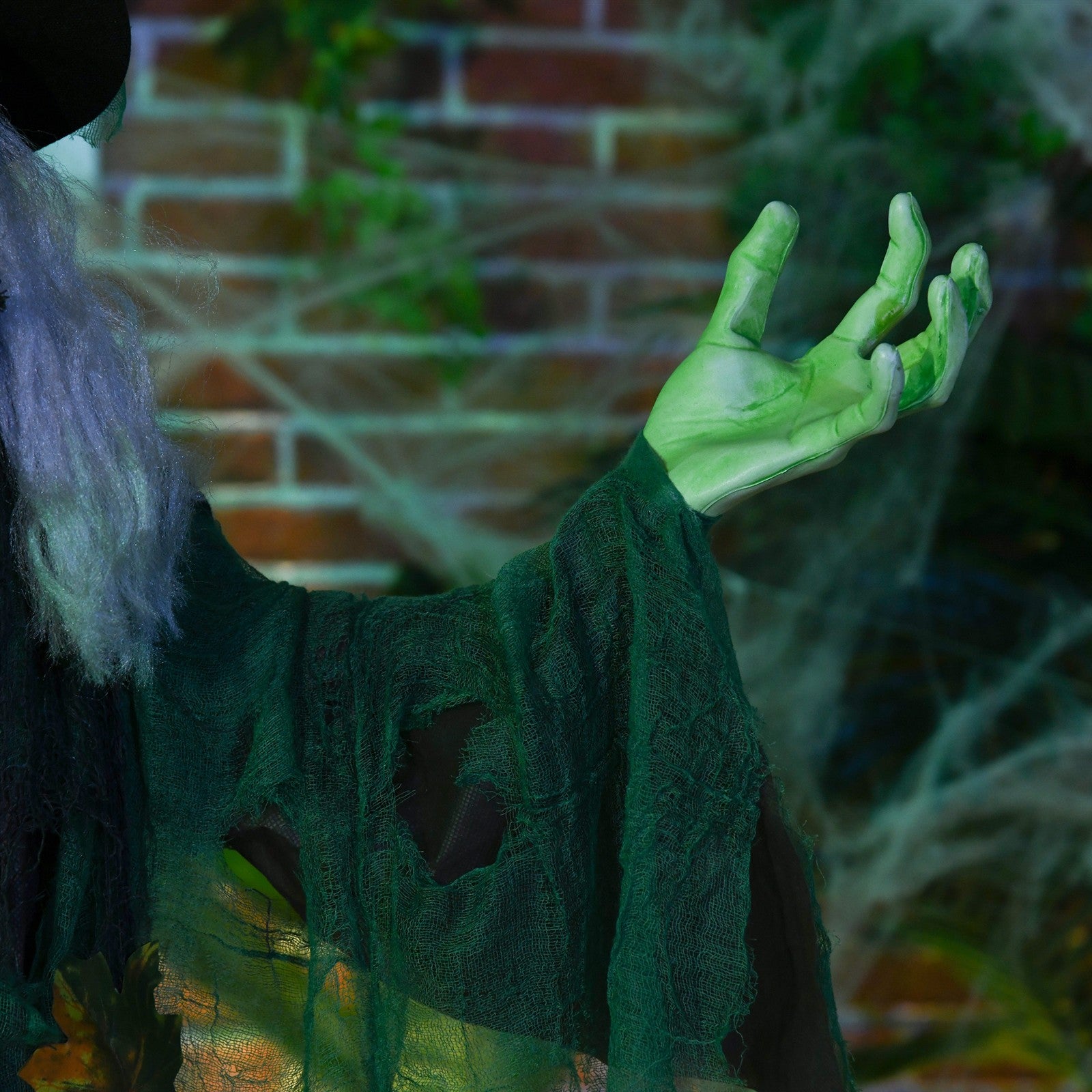 Halloween-Hexe, Halloween-Dekoration, Soundfunktion, mit Bewegungssensor und LED-Lichtern, 60 cm x 18 cm x 183 cm