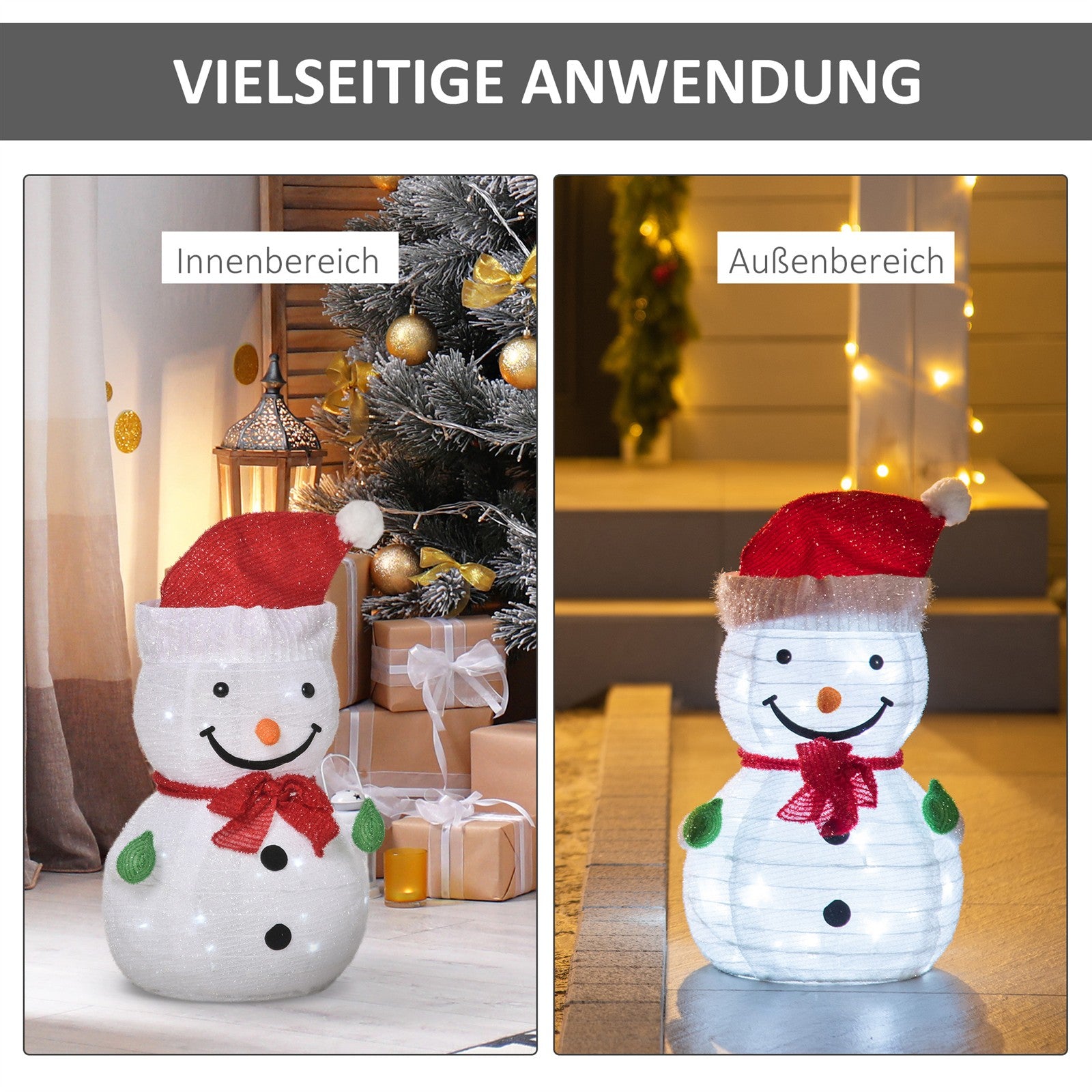 Weihnachtsdekoration Schneemann Outdoor.Weihnachtsdeko Weihnachtslicht, inkl. LEDS, 30 cm x 30 cm x 51 cm, Rot+Weiß