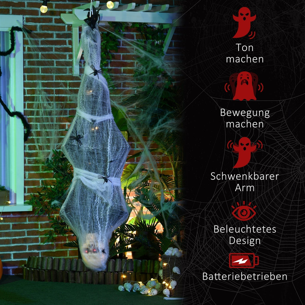 Halloween-Mumie, Halloween-Dekoration, Soundfunktion, mit Bewegungssensor und LED-Lichtern, 60 cm x 16 cm x 170 cm