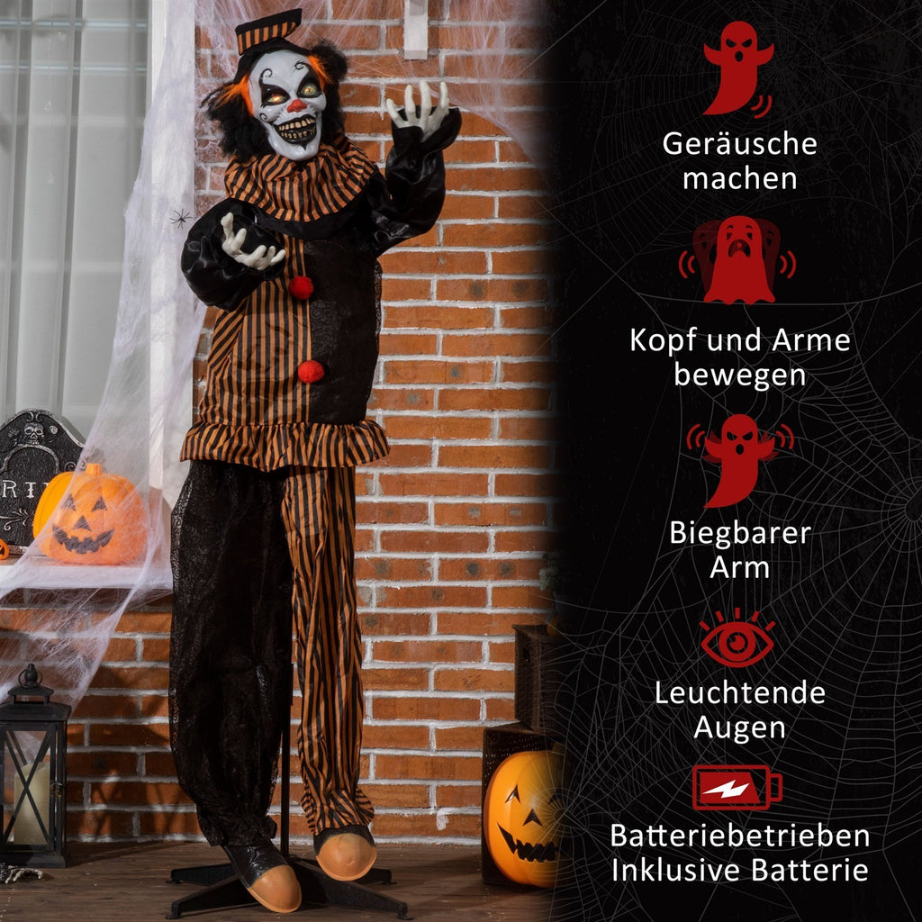 Halloween-Dekoration Horror-Clown mit Spezialeffekten und Soundfunktion 100 cm x 18 cm x 153 cm