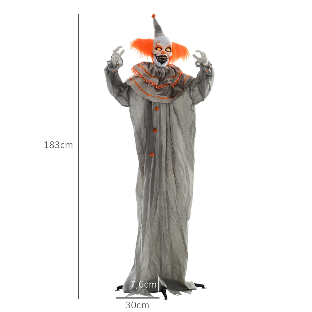 Halloweendekoration Clown, biegsame Arme, aktiviert durch Berührung/Geräusche, leuchtende Augen