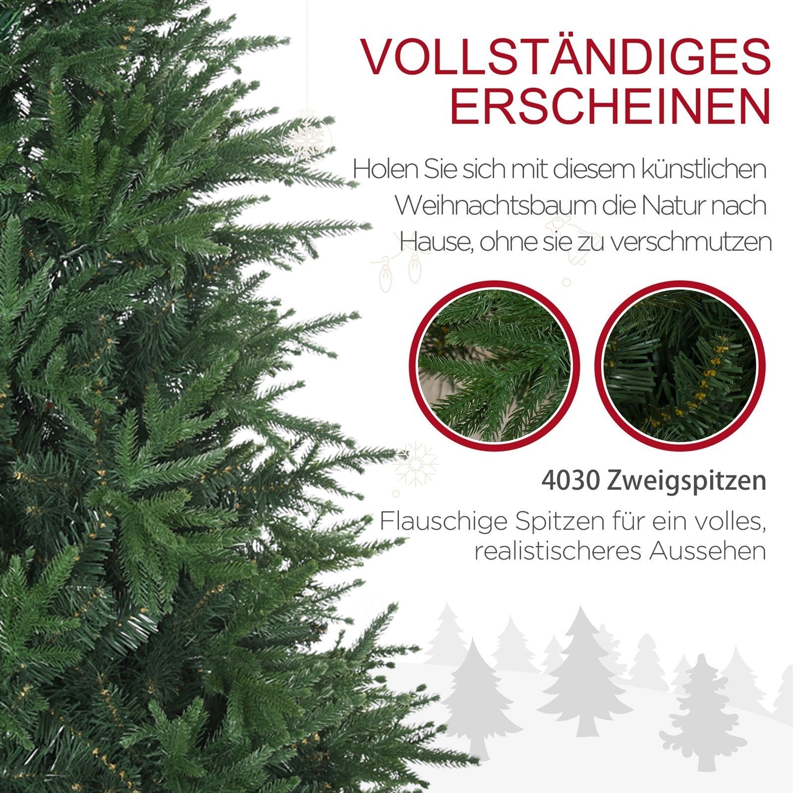 Weihnachtsbaum, Kunsttanne, realistisches Aussehen, schneller Aufbau, Kunststoff, Grün, 114 x 114 x 180cm