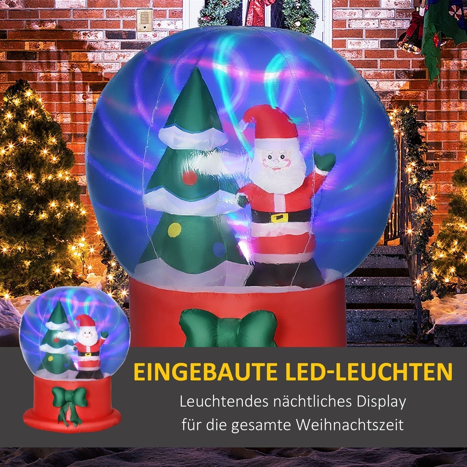 Aufblasbare Weihnachtsdekoration 110 cm x 110 cm x 150 cm inkl. Bodenspieße, Heringe u. Sandsack Blau