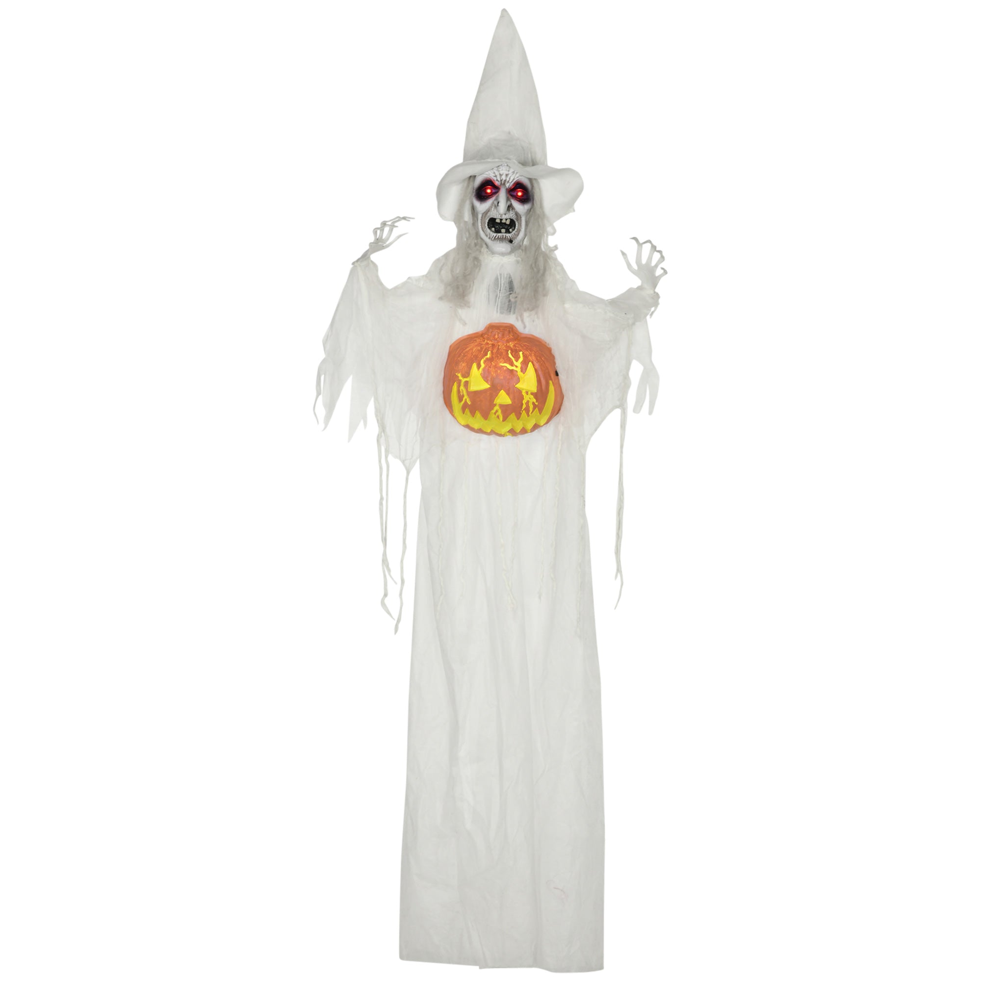 Halloween-Geist, Halloween-Dekoration, Soundfunktion, mit Bewegungssensor und LED-Lichtern, 60 cm x 18 cm x 183 cm
