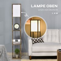 Stehlampe mit Regalen, Stehleuchte, Holz, 26 x 26 x 160 cm, für Wohn-/Schlafzimmer (Ohne Glühbirne)
