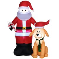 Weihnachtsdeko, Weihnachtsmann mit Hund, aufblasbar,...