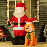 Weihnachtsdeko, Weihnachtsmann mit Hund, aufblasbar,...