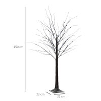 Künstliche Birke mit LED-Beleuchtung, 96 warmweiße Mikro-LEDs, 150 cm, Braun