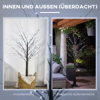 Künstliche Birke mit LED-Beleuchtung, 96 warmweiße Mikro-LEDs, 150 cm, Braun