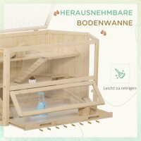 Kleintierkäfig, Nagerkäfig, Nagerheim mit  1 Rampe, 1 Wippe, herausnehmbare Bodenwanne, Tannenholz, Natur
