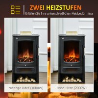 Elektrokamin, realistische Flammen, 2 Heizstufen, Überhitzungsschutz, Stahl, Schwarz, 44,5 x 32 x 74cm