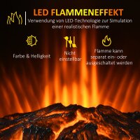 Elektrokamin, realistische Flammen, 2 Heizstufen, Überhitzungsschutz, Stahl, Schwarz, 44,5 x 32 x 74cm