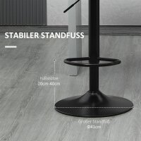 Barhocker 2er-Set Retro-Design höhenverstellbar Kunstleder Leinenoptik Grau + Schwarz