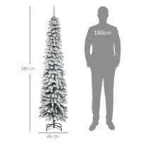 Künstlicher Weihnachtsbaum, schneebedeckt, schmales Design, feuerfest, 180 cm, Grün/Weiß