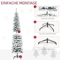 Künstlicher Weihnachtsbaum, schneebedeckt, schmales Design, feuerfest, 180 cm, Grün/Weiß