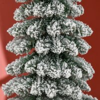 Künstlicher Weihnachtsbaum, schneebedeckt, schmales Design, feuerfest, 180 cm, Grün/Weiß