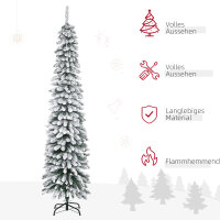 Künstlicher Weihnachtsbaum, schneebedeckt, schmales Design, feuerfest, 210 cm, Grün/Weiß