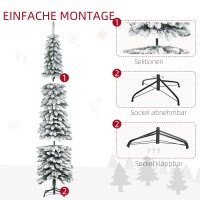 Künstlicher Weihnachtsbaum, schneebedeckt, schmales Design, feuerfest, 210 cm, Grün/Weiß
