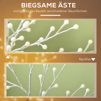 Künstliche Birke mit 120 LED-Lichtern, 3 Helligkeitsstufen, faltbare Äste, IP44, 150 cm, Weiß