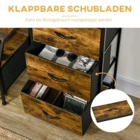 Aufbewahrungsschrank, Stoffschubladen, MDF-Regale, Stahlrahmen, Braun