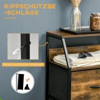 Aufbewahrungsschrank, Stoffschubladen, MDF-Regale, Stahlrahmen, Braun