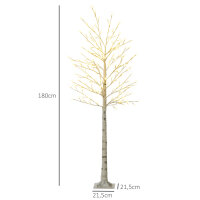 Kunstbaum, Kunstbirke, mit 180 LEDs, 3 Helligkeitsstufen, warmweiß, realistische Rinde, 21,5 x 21,5 x 180 cm