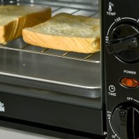 Mini-Ofen Toasterofen, 1 Backblech, 1 Grilrost, 10 L Kapazität, Timer-Funktion, 36.5 cm x 26 cm x 22 cm, Schwarz