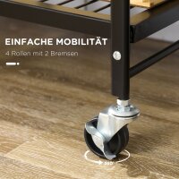Küchenwagen im Industriedesign, mit 3 Regalen, Mehrzweckwagen, Servierwagen, 4 Räder, klappbar, Braun + Schwarz