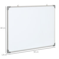 Whiteboard, Magnettafel, Notiztafel, inklusive Zubehör, 4 Stifte, 1 Schwamm, 10 Magnete, Weiß + Silber