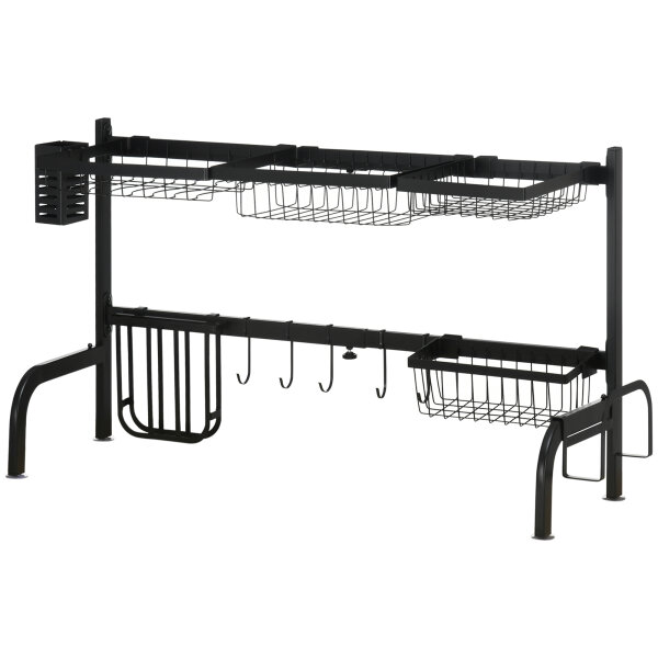 Abtropfgestell, längenverstellbar 51-93 cm, viele Elemente, flexible Anordnung, 93 x 30 x 52cm, schwarz