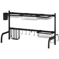 Abtropfgestell, längenverstellbar 51-93 cm, viele Elemente, flexible Anordnung, 93 x 30 x 52cm, schwarz