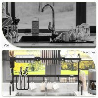 Abtropfgestell, längenverstellbar 51-93 cm, viele Elemente, flexible Anordnung, 93 x 30 x 52cm, schwarz