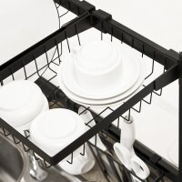 Abtropfgestell, längenverstellbar 51-93 cm, viele Elemente, flexible Anordnung, 93 x 30 x 52cm, schwarz