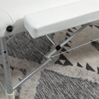 Mobile Massageliege 3 Zonen Klappbar Massagetisch mit Kopfstütze Armlehne Tragetasche höhenverstellbare Aluminium Massagebett tragbar inkl. Zubehör Massagebank bis 225 kg Belast Weiß
