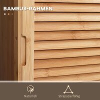 Badezimmerregal, 3 offene Fächer, Schublade, Lamellentür, Bambus, 32 x 30 x 163 cm