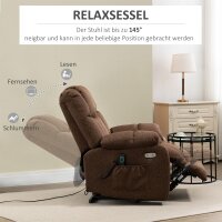 Aufstehsessel mit Liegefunktion und Fernbedienung 92 x 95 x 107 cm, Braun