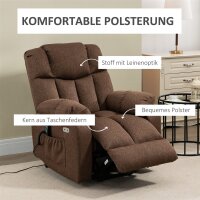 Aufstehsessel mit Liegefunktion und Fernbedienung 92 x 95 x 107 cm, Braun