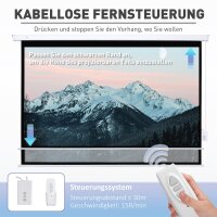 Beamer Leinwand 247 x 168 cm 100 Zoll 16:9 HD 4K Projektionsleinwand Elektrisch mit Fernbedienung, Weiß