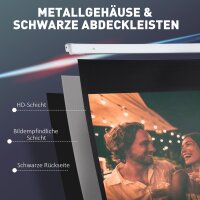Beamer Leinwand 247 x 168 cm 100 Zoll 16:9 HD 4K Projektionsleinwand Elektrisch mit Fernbedienung, Weiß