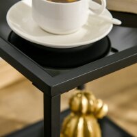 Beistelltisch mit gehärteten Glasplatten, 2 Ebenen, klassisches Design mit Metallstruktur, Schwarz