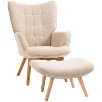 Akzentsessel mit Hocker, Relaxsessel in Cord-Optik,...